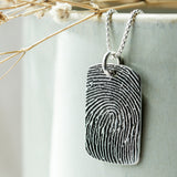 "Tender Touch" Fingerprint Necklace - Fine Silver Link