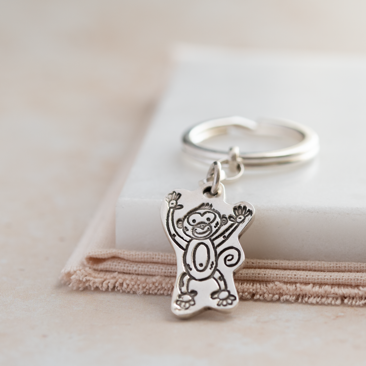 Personalized Kids Drawing Keychain Silver / 925 Sterling Silver