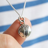 Hand or Footprint Necklace - Bubble on a Fine Silver Link