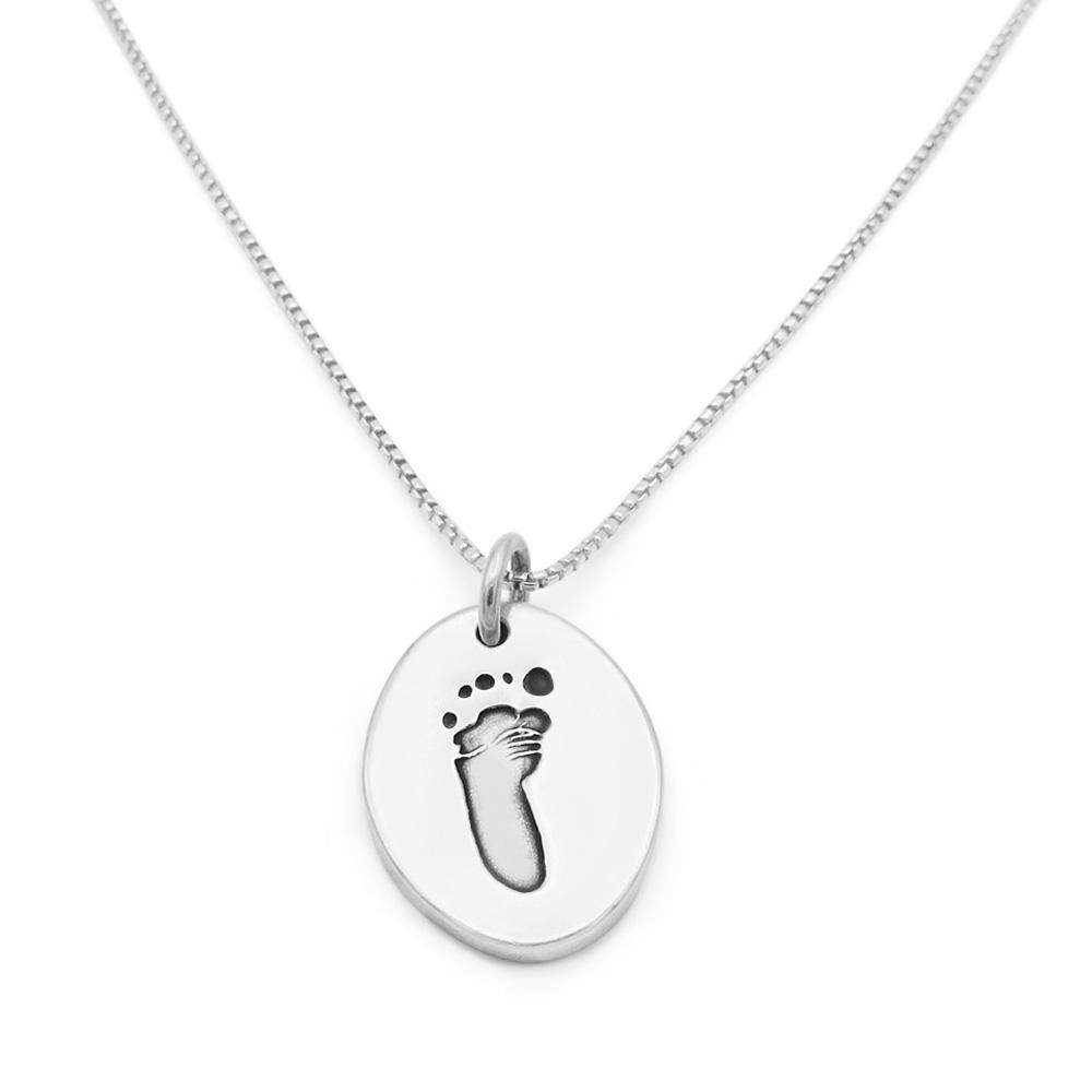 Silver footprint sale necklace